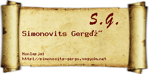 Simonovits Gergő névjegykártya